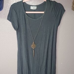 TMG Dark Gray Dress with Necklace